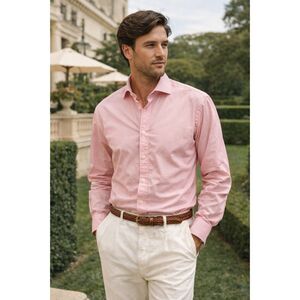 Ralph Lauren Purple Label Pink 100% Cotton Button Up Shirt Top Mens Size 16 / 33